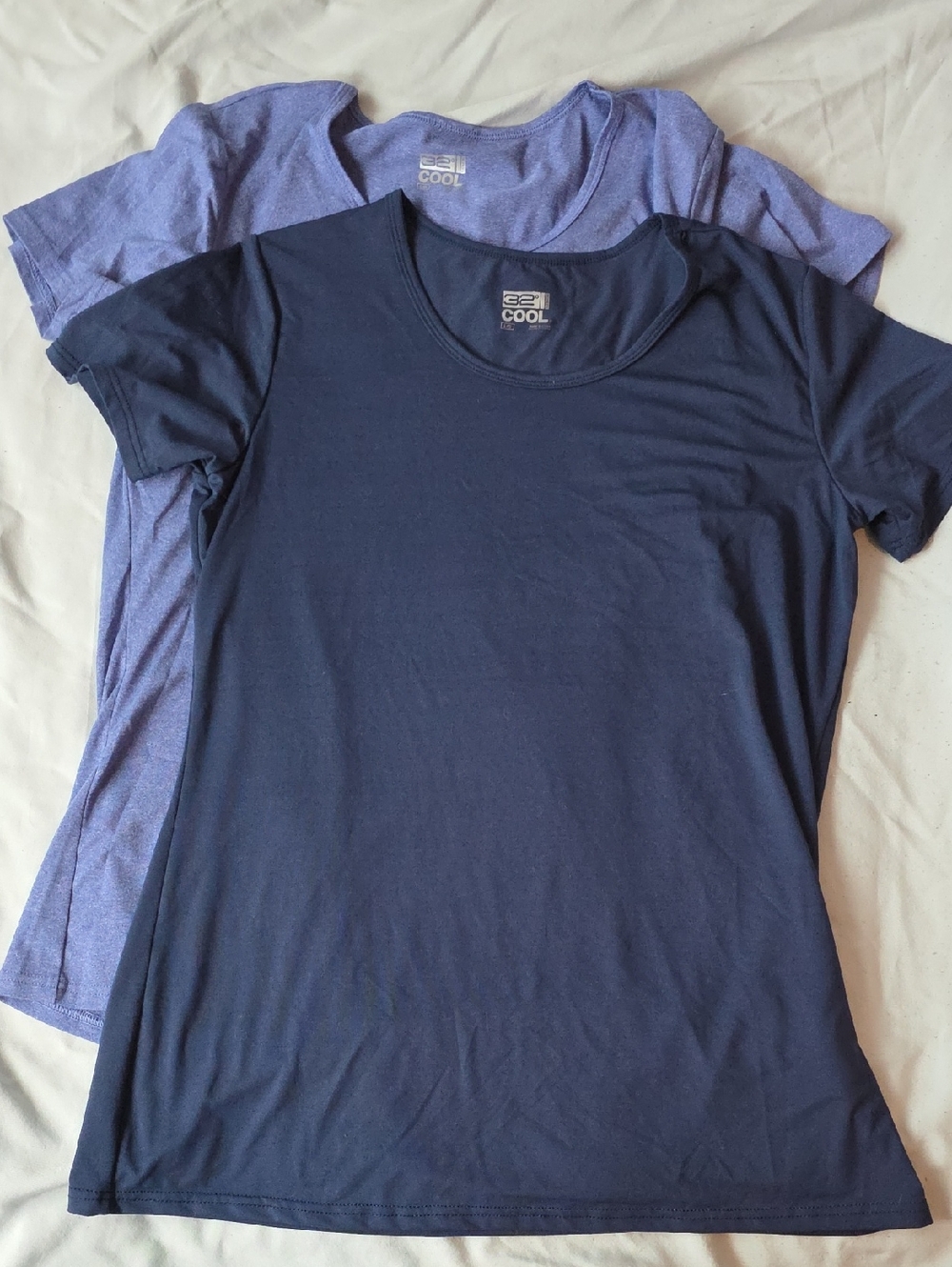 2-Pack Performance Womans T-Shirts - Navy & Heather Purple Size Large